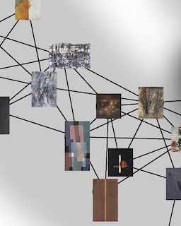 Network diagram showing relationships among various artworks