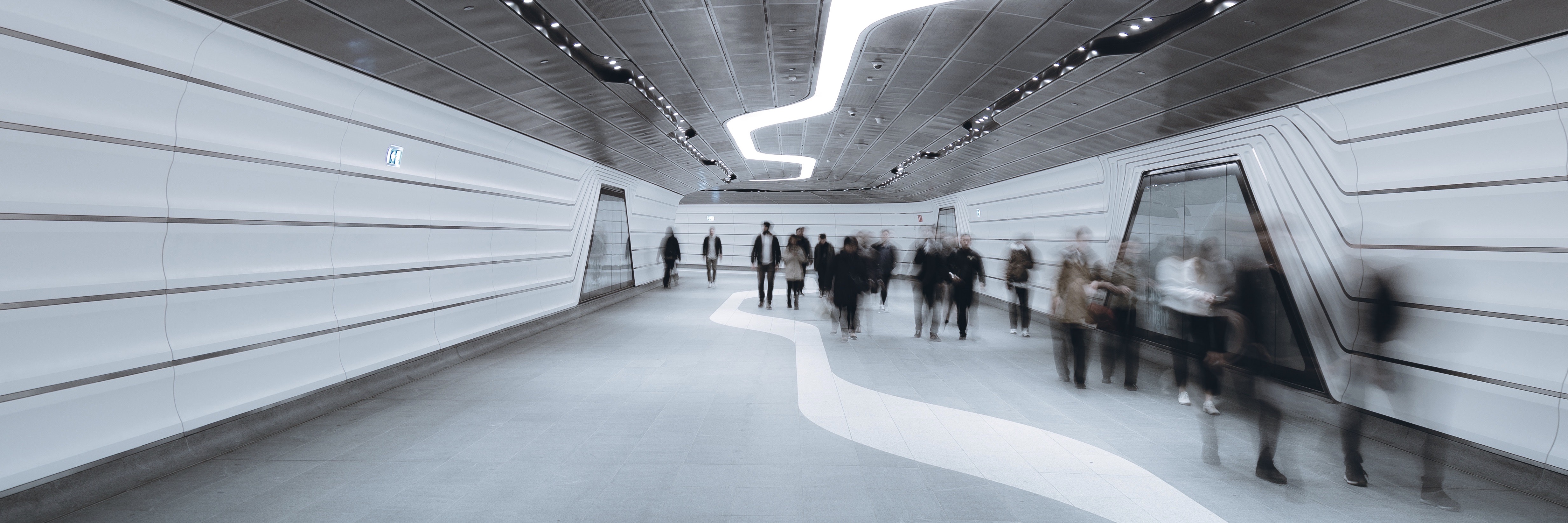 Wide hallway with people